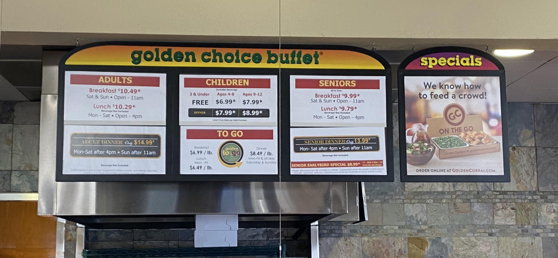 Golden Corral Prices 2022 DineIn Menu, Takeout Menu, & Early Bird